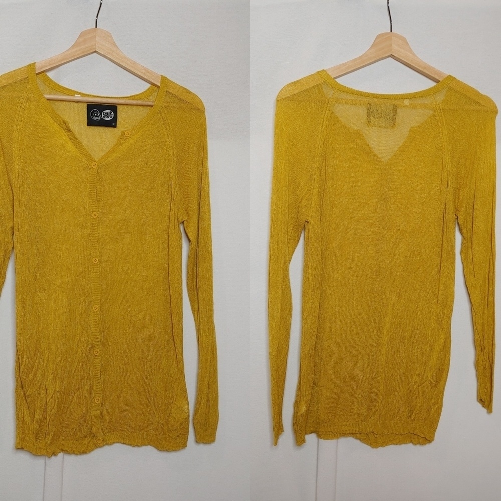 Cheap Monday Long‎ Line Boyfriend Cardigan Lightweight Mustard Yellow Medium